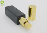 40ml Glass Cosmetic Containers , Square Shape Matte Black Lotion Pump Bottle