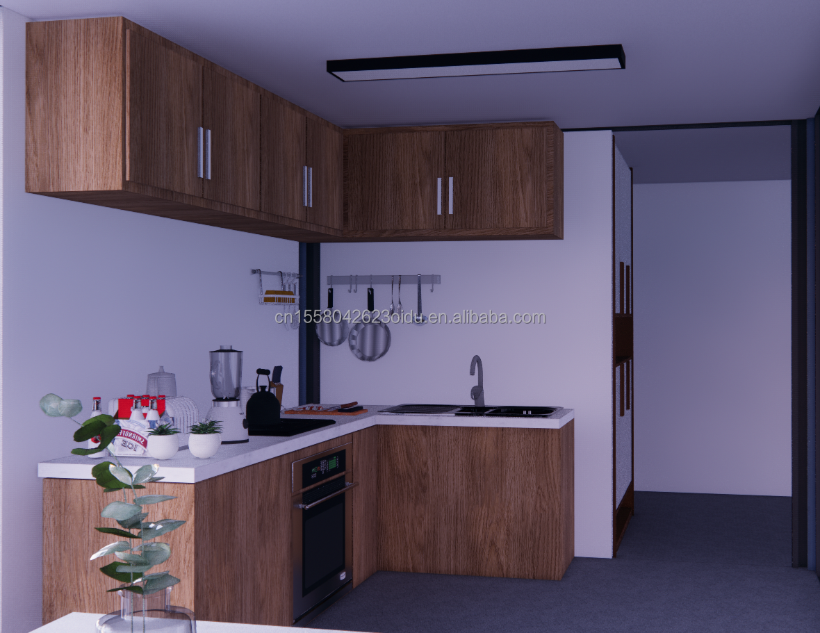 2 Bedrooms Prefabricated Tiny Home Made of Steel Material for Modern Design Wooden Residential Home in Outdoor Office