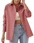 Stylish Women′s Long-Sleeved Shirt with Solid Color Button-Down Shirt for Casual