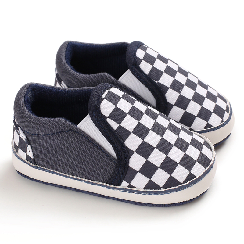 Hot sale Canvas Checkered breathable 0-2 years slip on infant baby boy shoes