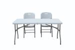 White Blow Moulded Portable Plastic Folding Table Chair Outdoor Stable 8ft 240cm
