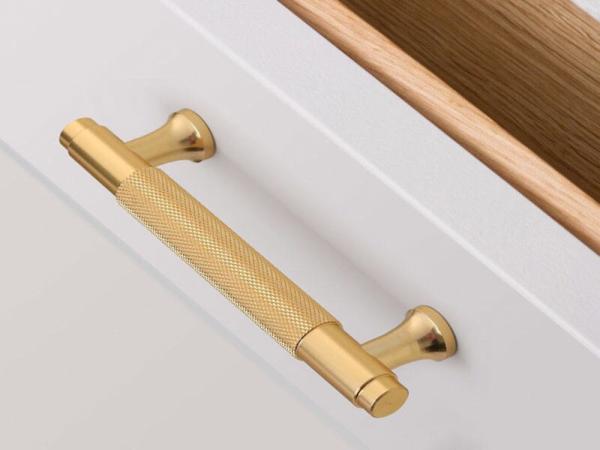 Sweden Stylish kitchen cabin pulls and handles Knurled Handle Brushed Brass