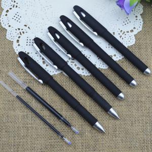 Quality Gel pen,Promotional gel-ink pen with cap, Black rubber gel-ink pen wholesale