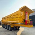 3/4 Axle Rear Dump Semi Trailer , Hydraulic Cylinder U Type 20 Tons 50 Tons