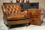 luxury antique cigar brown 1 seater leather sofa furniture