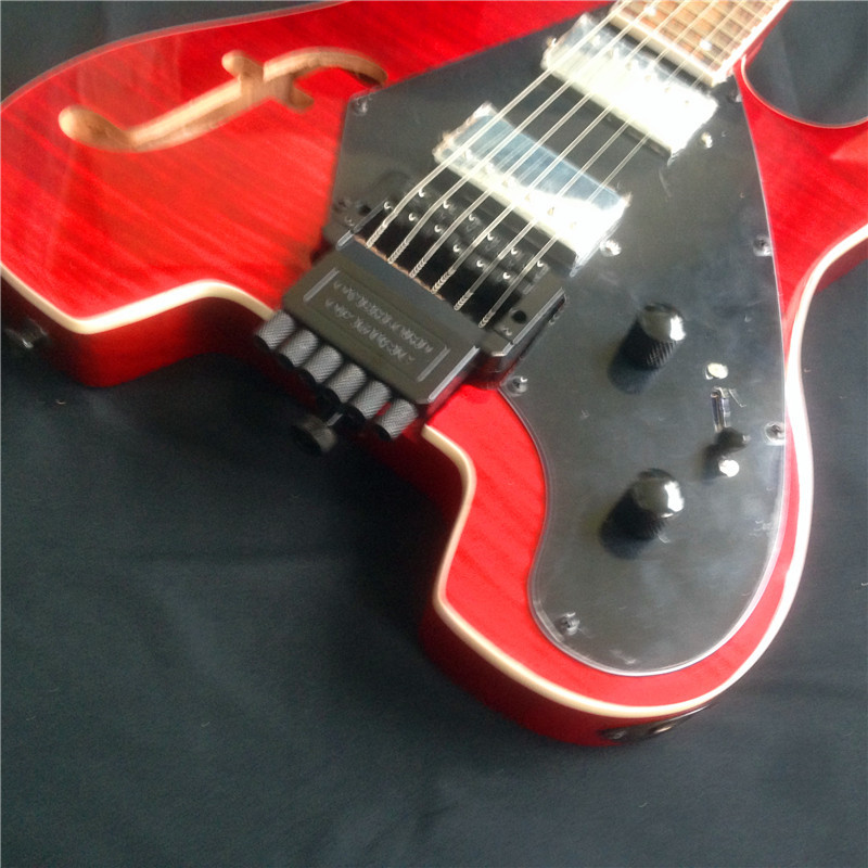 Custom New high-quality Headless Electric Guitar With Tiger striped in Red