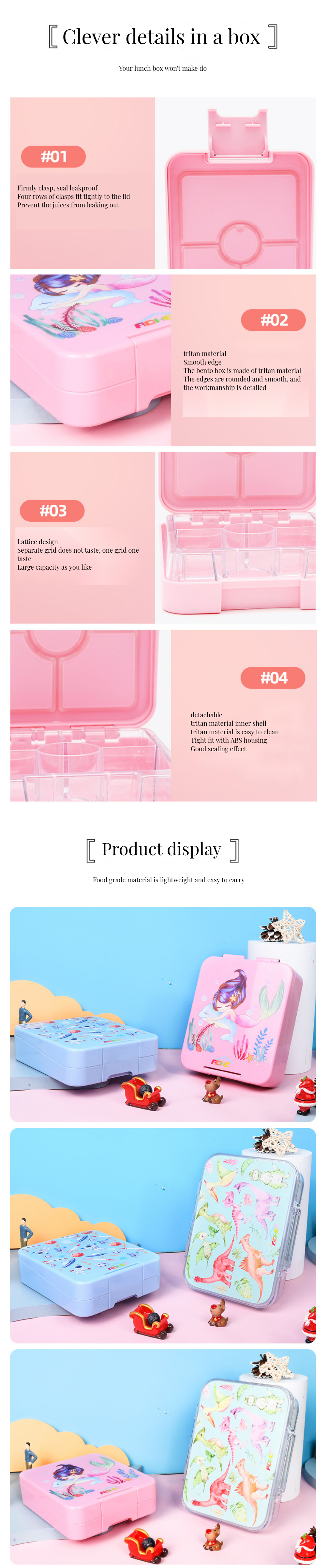 Convenient 1-3L Capacity Dual-Tier Plastic Bento Box for All Ages Leakproof and Microwave Safe