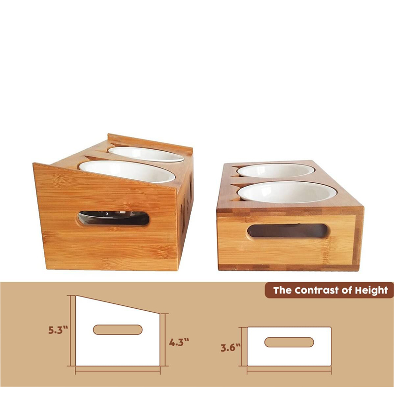 Natural Pet Elevated Raised Stand Diner Feeder with 2 Removable Ceramic Bowls Direct