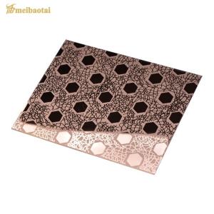 Quality PVD Golden Rose Etched Stainless Steel Sheet Mirror 304 Plate wholesale