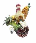 Hot sale antique rooster cock animal shape metal hand painted decortive jewelry