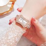 Women Square Alloy 3ATM Fashion Quartz Watches With Diamond