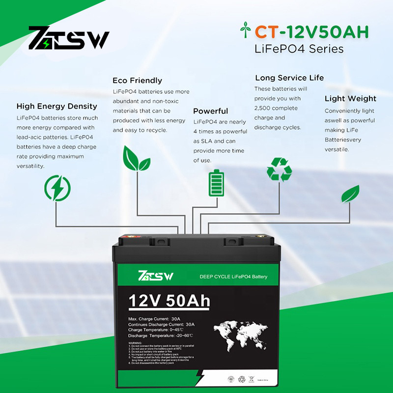 12V 50Ah Lead Acid Replacement Smart BMS LiFePO4 Lithium Battery