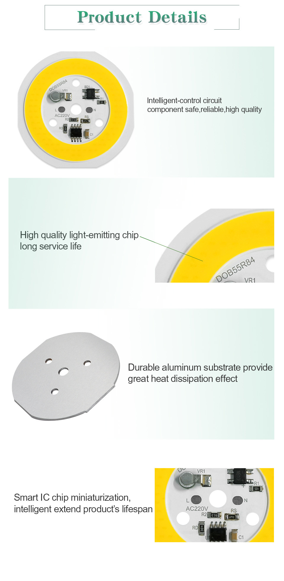 Driverless LED COB Chip High Brightness 240V Warm White Led Module
