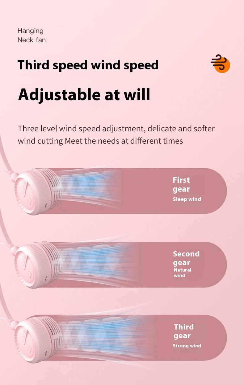 Portable Bladeless Neck Fan for Outdoor without Rotary Vane and Rechargeable Battery