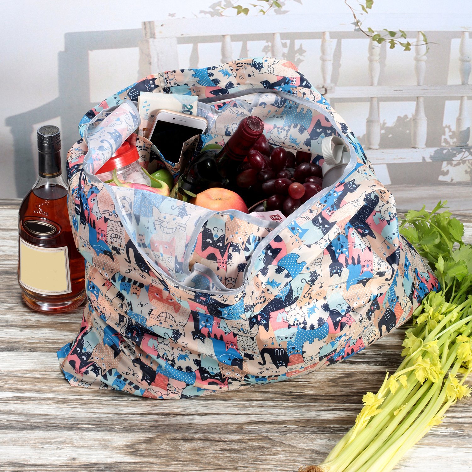 Amazon hot selling Reusable Grocery Tote Bags Eco Friendly handbags Large Heavy Duty Machine Washable Ripstop Nylon bag