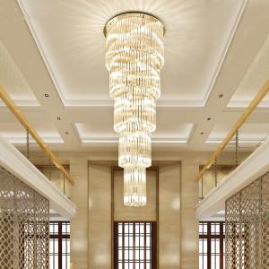 Quality Spiral Long Staircase K9 Crystal Ceiling Light wholesale