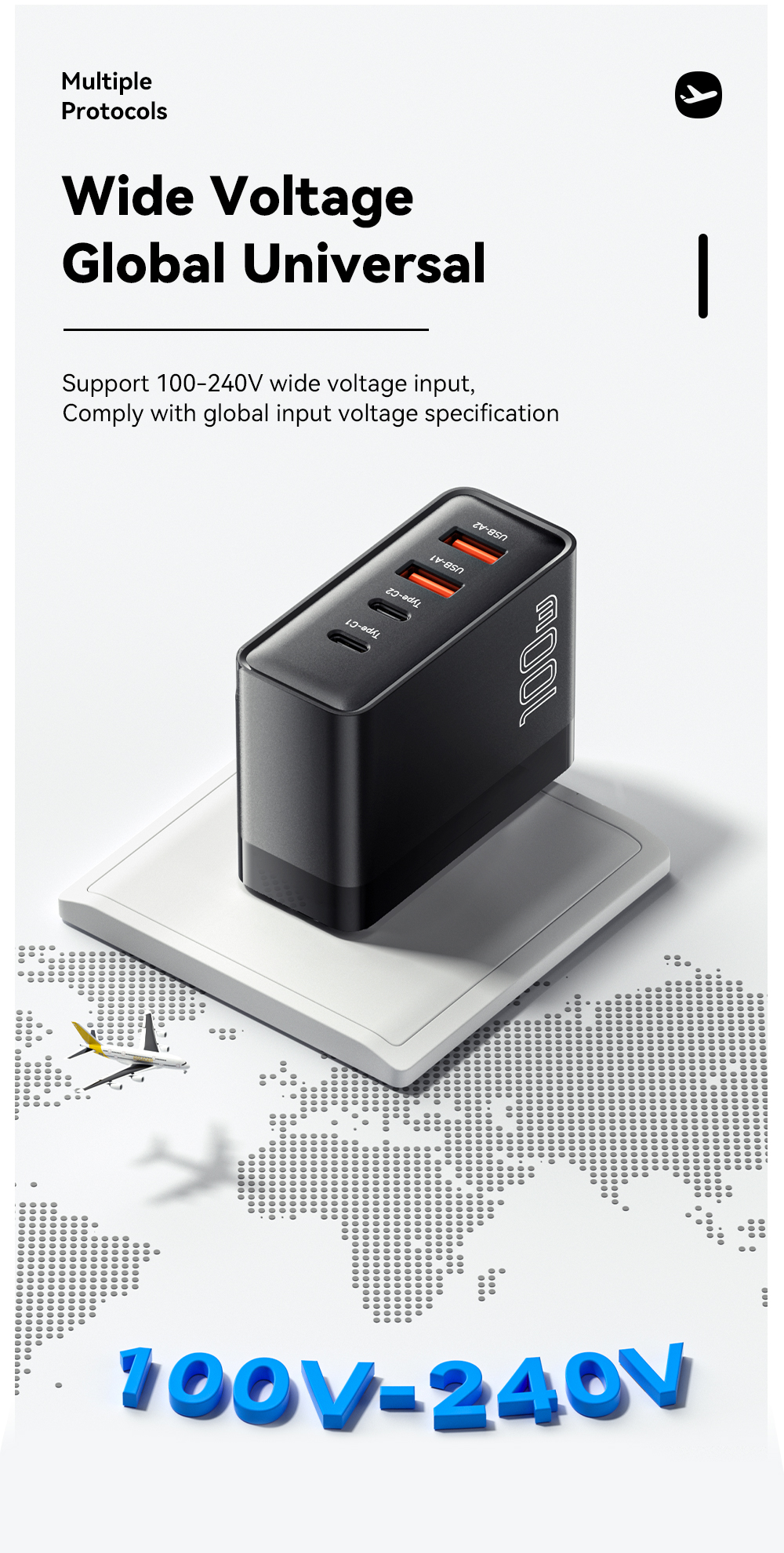 ESSAGER ES-CD37 Series GaN Chargers 100W USB A USB C PD Charger