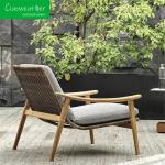 Waterproof Cushions Teak Outdoor Dining Chairs and Table for Modern Leisure