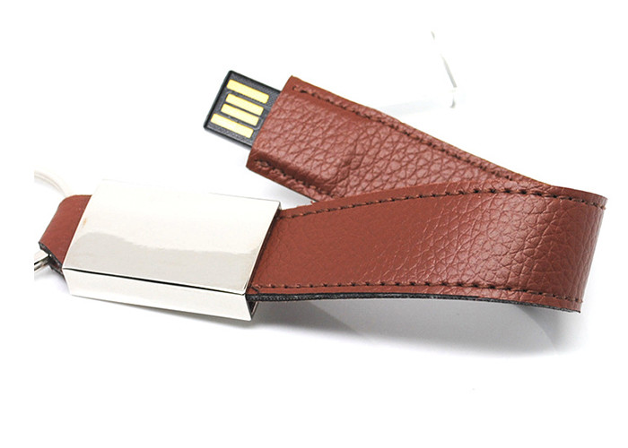 Red Usb 2.0 Flash Drive , Customized 16g Memory Stick Leather Material