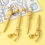 Crab Pliers Shaped Mini Creative Ball Pen Golden Wooden Fish 0.7mm Ballpoint Pen