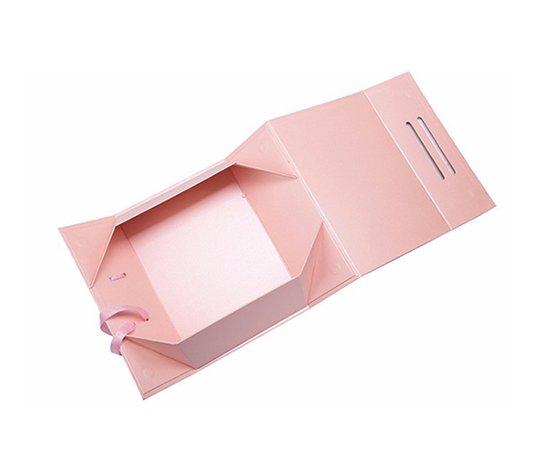 Wholesale custom design luxury magnetic flat folding gift box with silk ribbon