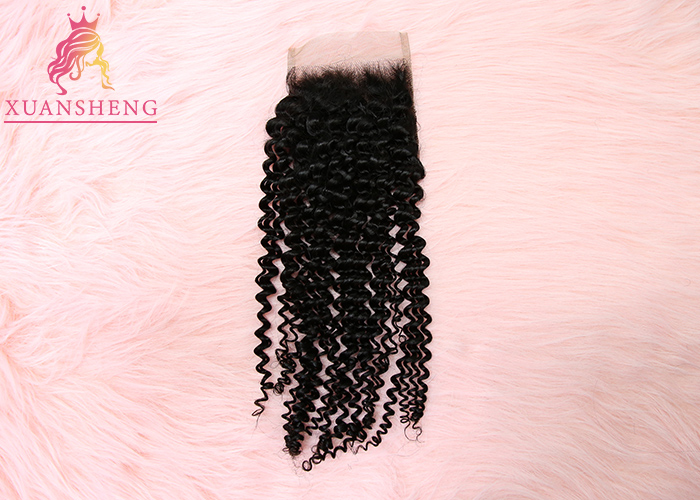 Malaysian 4x4 Lace Closure Grade 10A Virgin Human Lace Hair / Silky Deep Curly Hair
