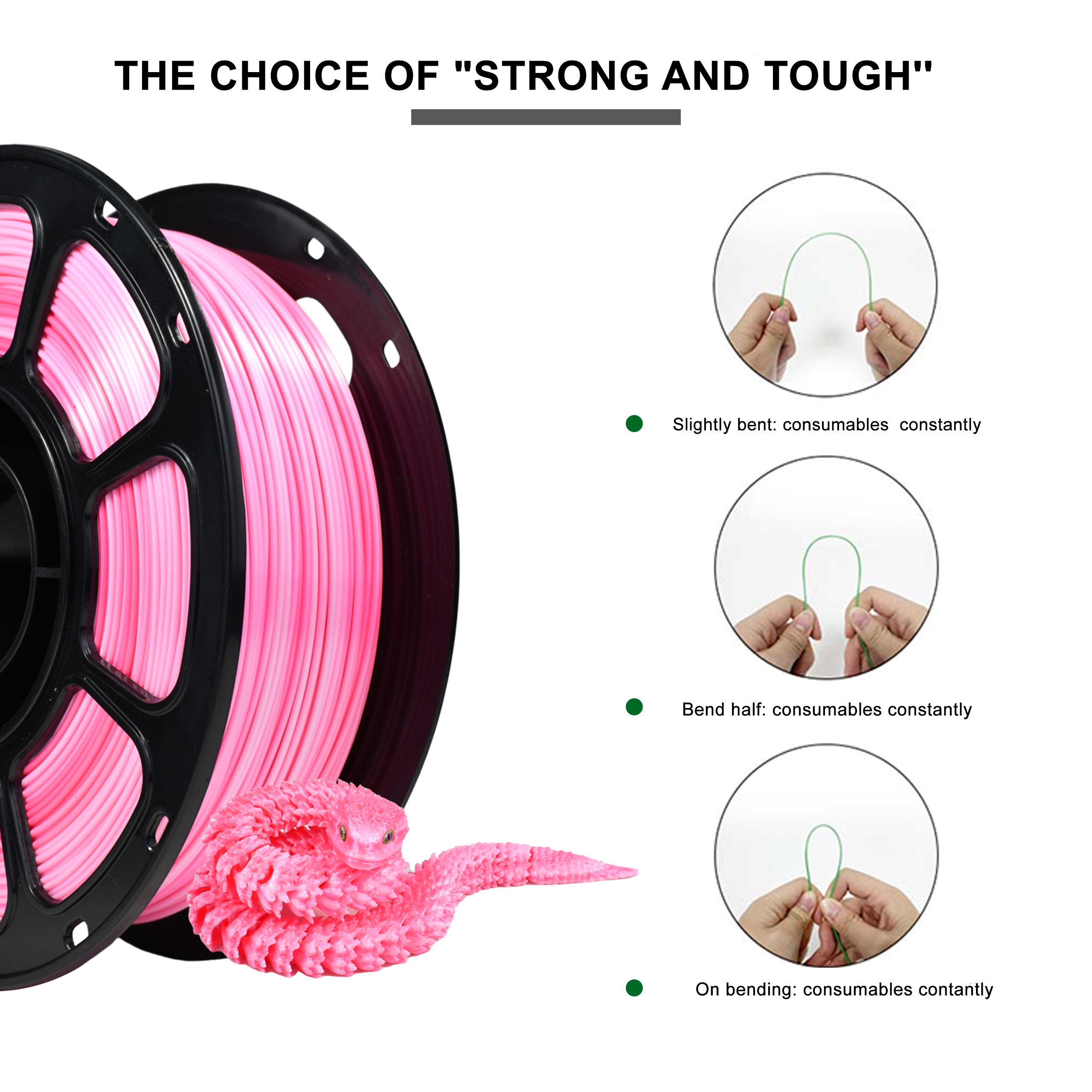 iBOSS PLA+ High Quality Dual Color Silk Babi Pink 1.75mm Toughness Enhanced 3D Printer Filament