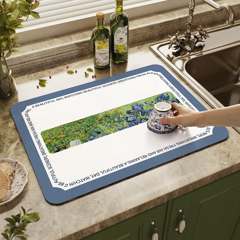 Customized Kitchen Accessories Diatomite Water Absorbent Place-mats for Dinner Table