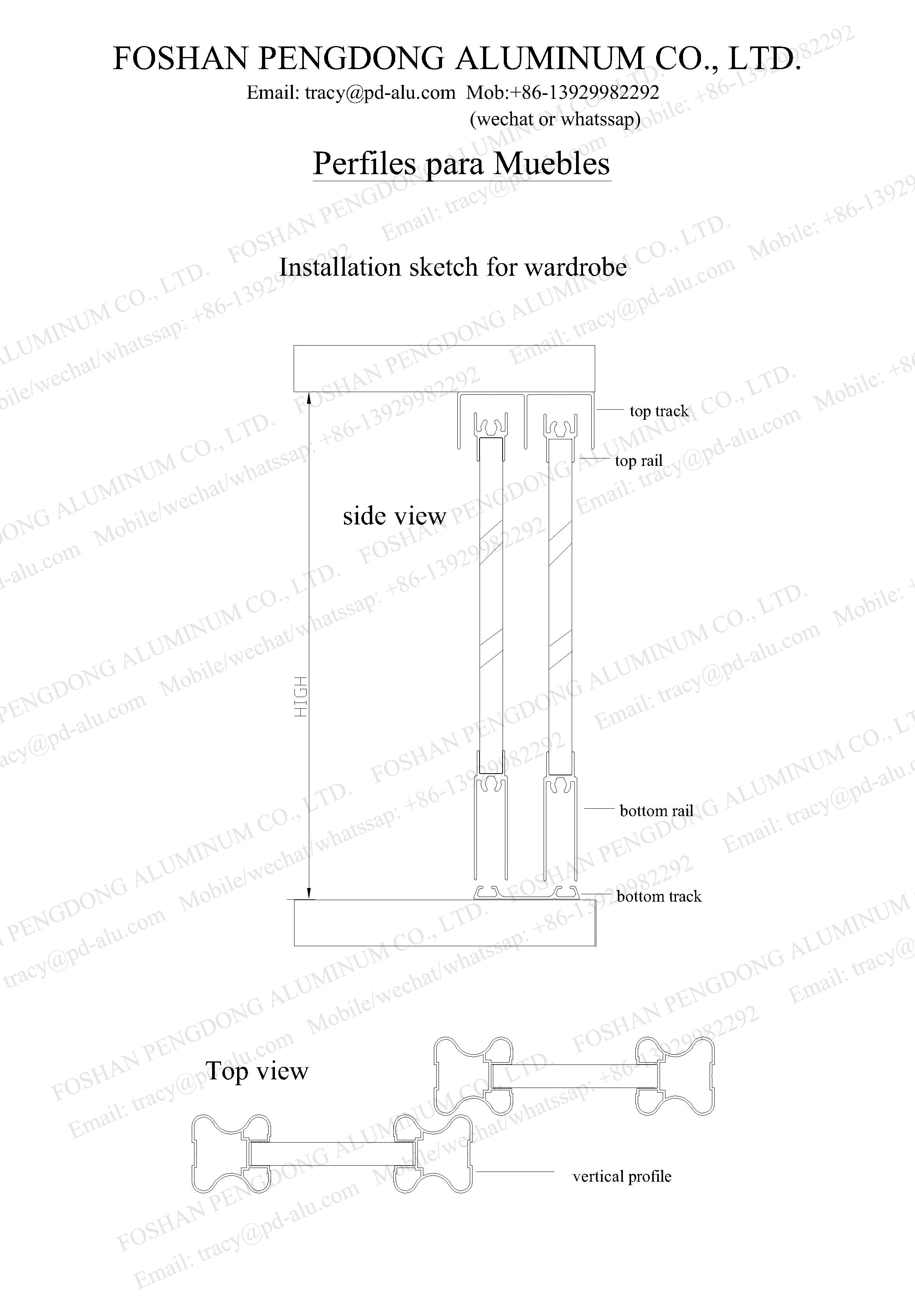 RoHs MSDS sliding Wardrobe Aluminium Profile For Wardrobe Track Rail