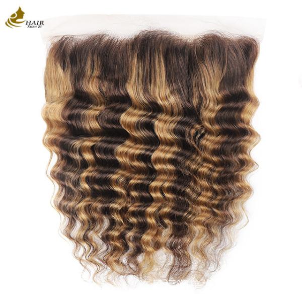Piano 4/27 Deep Wave Lace Frontal Closure Brazilian Hair Transparent 13X4
