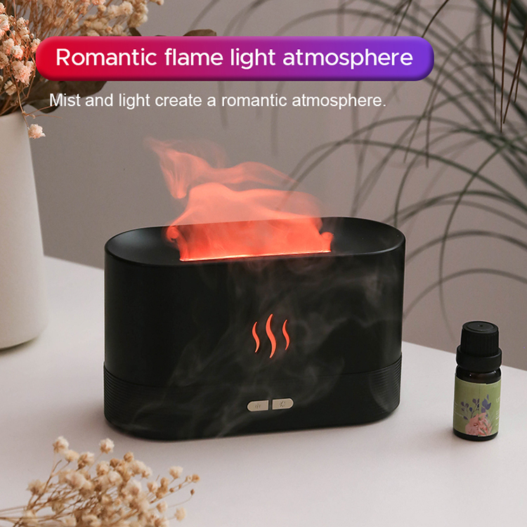 RGB light Color Change USB Flame Humidifier Led Essential Oil Fire Flame Smart Aroma Diffuser For Bedroom Home Office