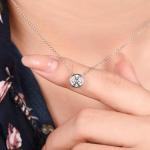 Women 1ct Diamond Moissanite Solitaire Necklace 925 Sterling Silver OEM