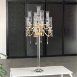 ZT-267G New wedding gold tall crystal candelabra centerpieces