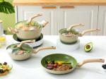 BSCI Lightweight Aluminum Cookware Set 8Piece With Wooden Handle