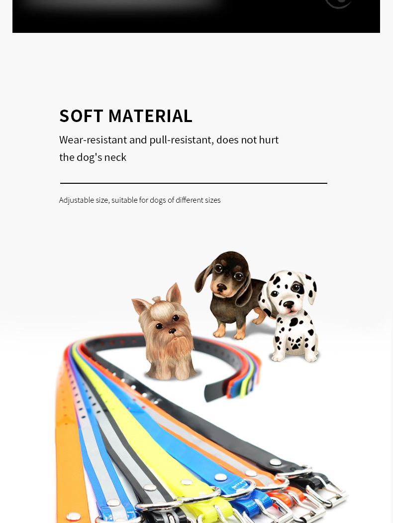 All-Season Reflective Dog Collar Hundehalsband No Pull Adjustable TPU Hardware Buckle Solid Pattern