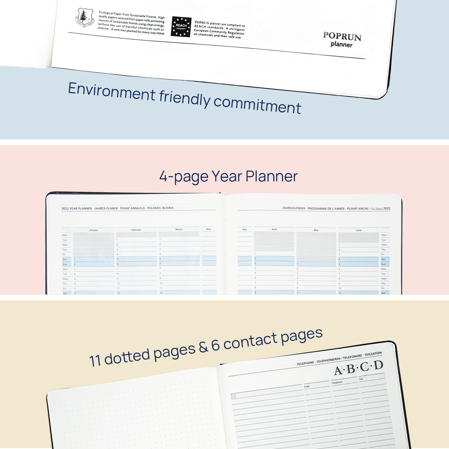 Compact Handy Hardcover Weekly Planner 6.63x8.75 Inch Medium Size