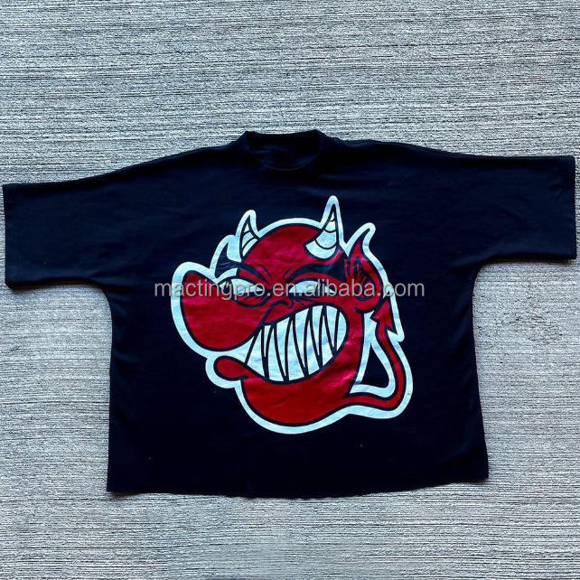 Custom Oversized Distressed T-Shirt with Saw Raw Hem and 100% Cotton Fabric