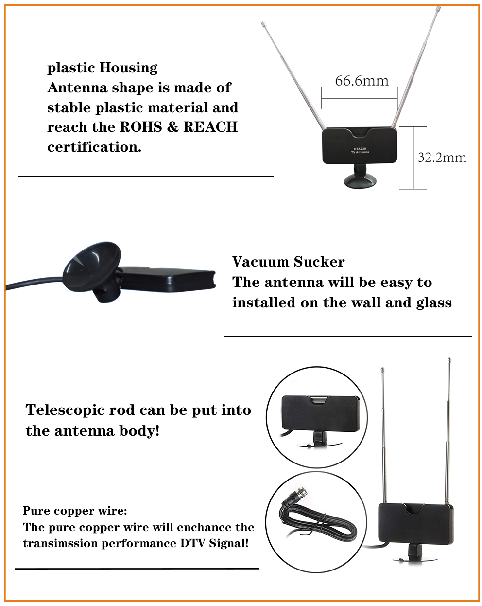 Customized Freeview TV Aerial Portable Digital Combination Antenna For USB TV Tuner / DVB-T TV / DAB Radio