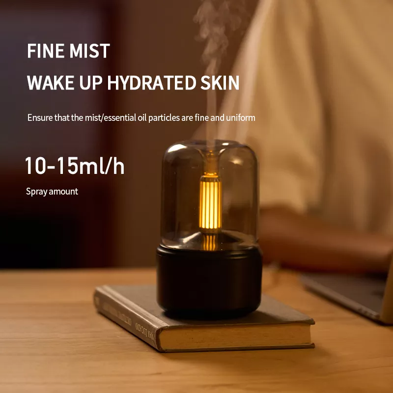 H2o Spray Mist Maker Fogger Aroma Diffuser Essential Oil Car Air Humidifier Mini Atmosphere Simulation Candle Light Humidifier