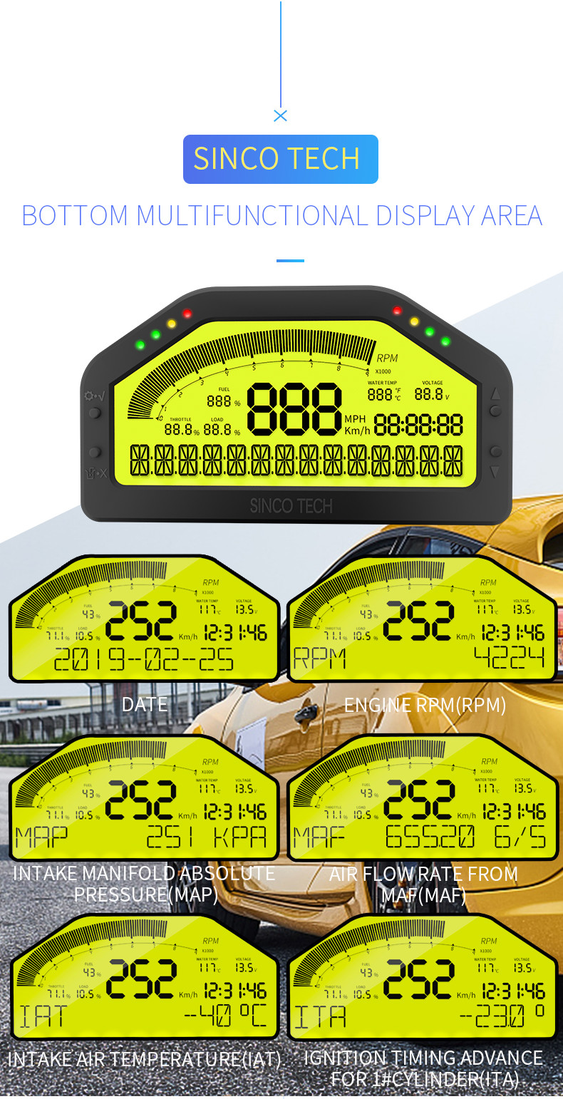 DO903 Race Car Dashboard 6.5" Digital LCD Display Combination Dashboard