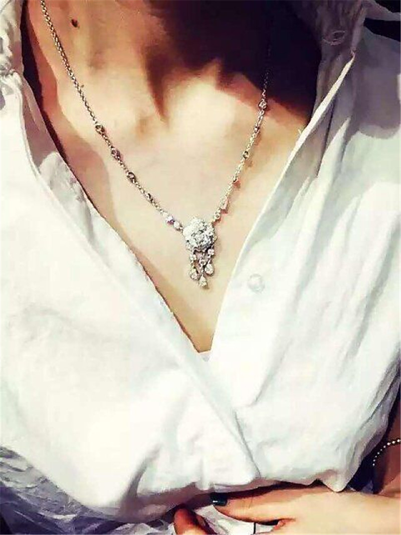 Luxury jewe factory Rose diamond Necklace 18k gold white gold yellow gold rose gold diamond Necklace
