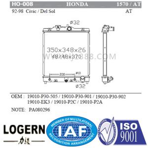 Quality 19010-P30-505 19010-P30-G01 19010-P30-G02 HONDA Car Radiator Civic / Del Sol 92-98 wholesale