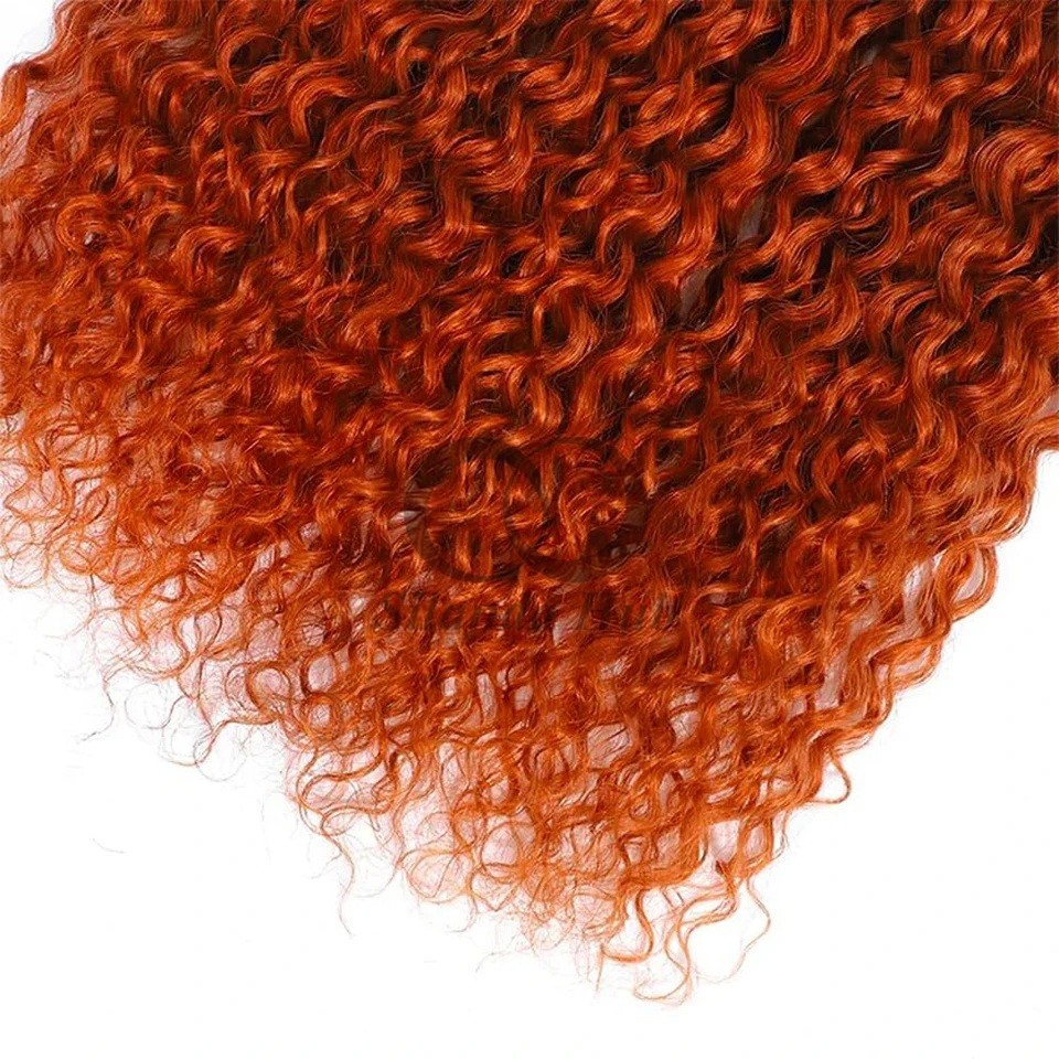 Ginger Orange Kinky Curly Remy Human Hair Bundles Sew In Weave Bundles Brazilian Bundle Deals