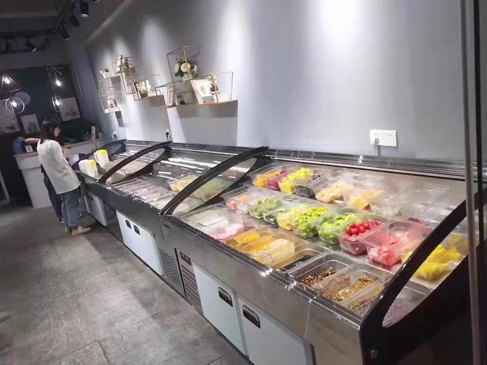 Ladder ice table seafood barbecue display commercial order fruit fishing preservation cabinet 3