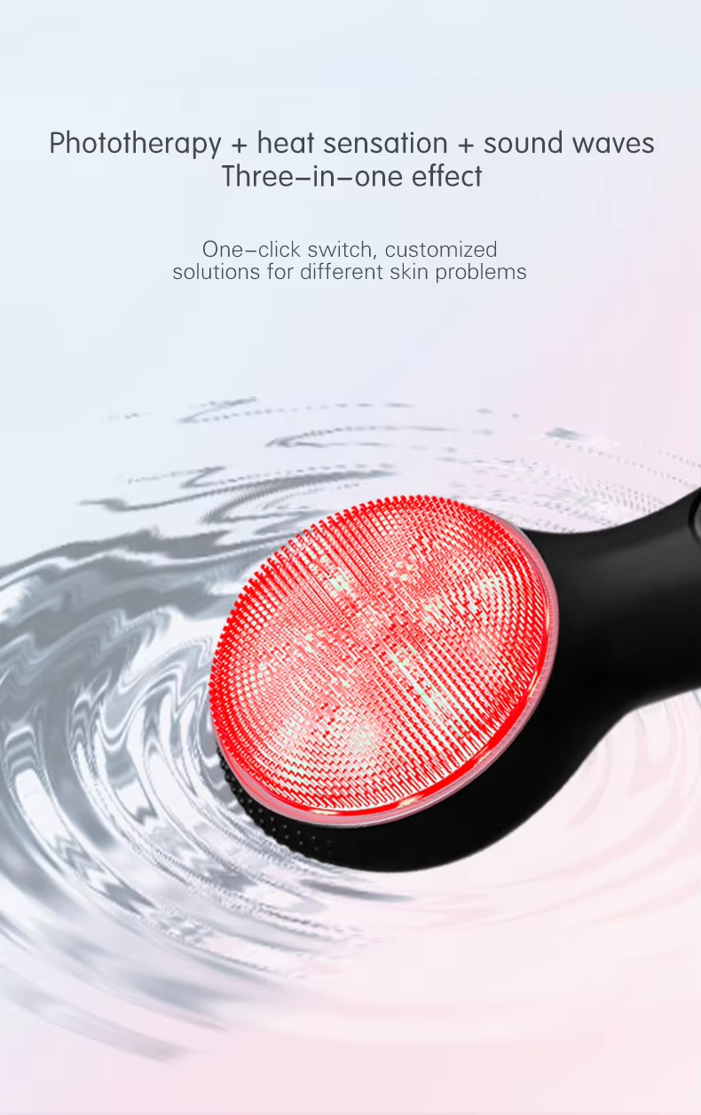 Phototherapy Silicone Sonic Vibrating Face Cleansing Brush For Skin Rejuvenation