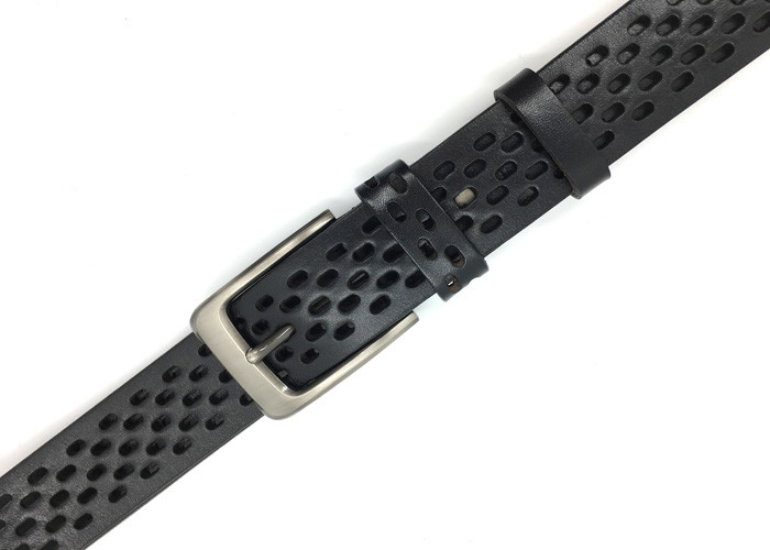 Hollow Out Mens Casual Leather Waist Belt For Pants With Pin Buckle