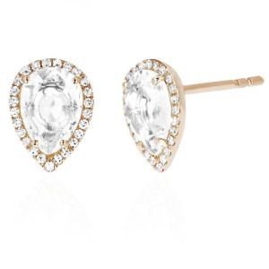 Quality 925 Sterling Silver 14K Gold Cubic Zircon Teardrop Shape Stud Earrings For Women Daily Jewelry wholesale