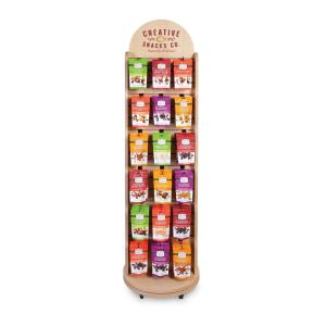 Quality Creative Double Side Display Rack Wood Snacks Rotating Retail Display Stand wholesale