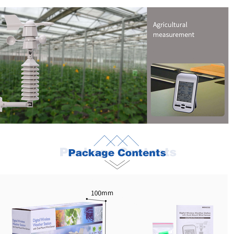 Customized Support Indoor And Outdoor Wireless Small Wind Direction And Wind Speed Weather Station