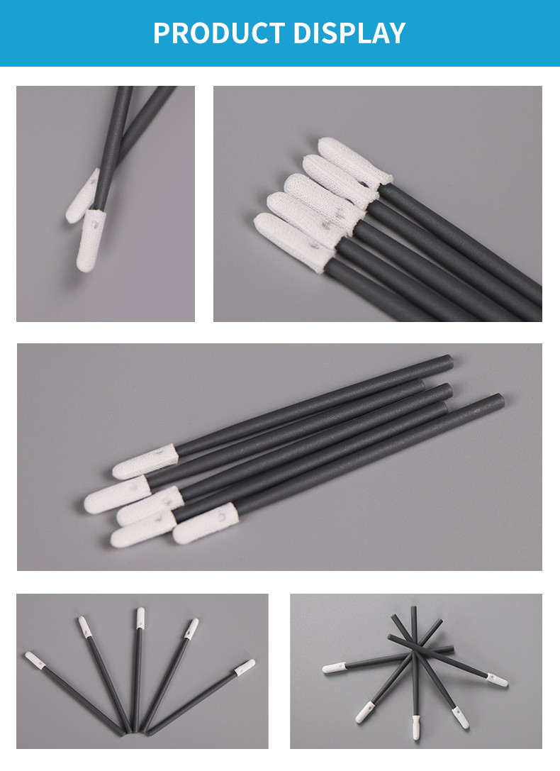 Twisted Tip Double Head Dust Free Class 100 Sealed Polyester Cloth Head Cleanroom Swab Stick